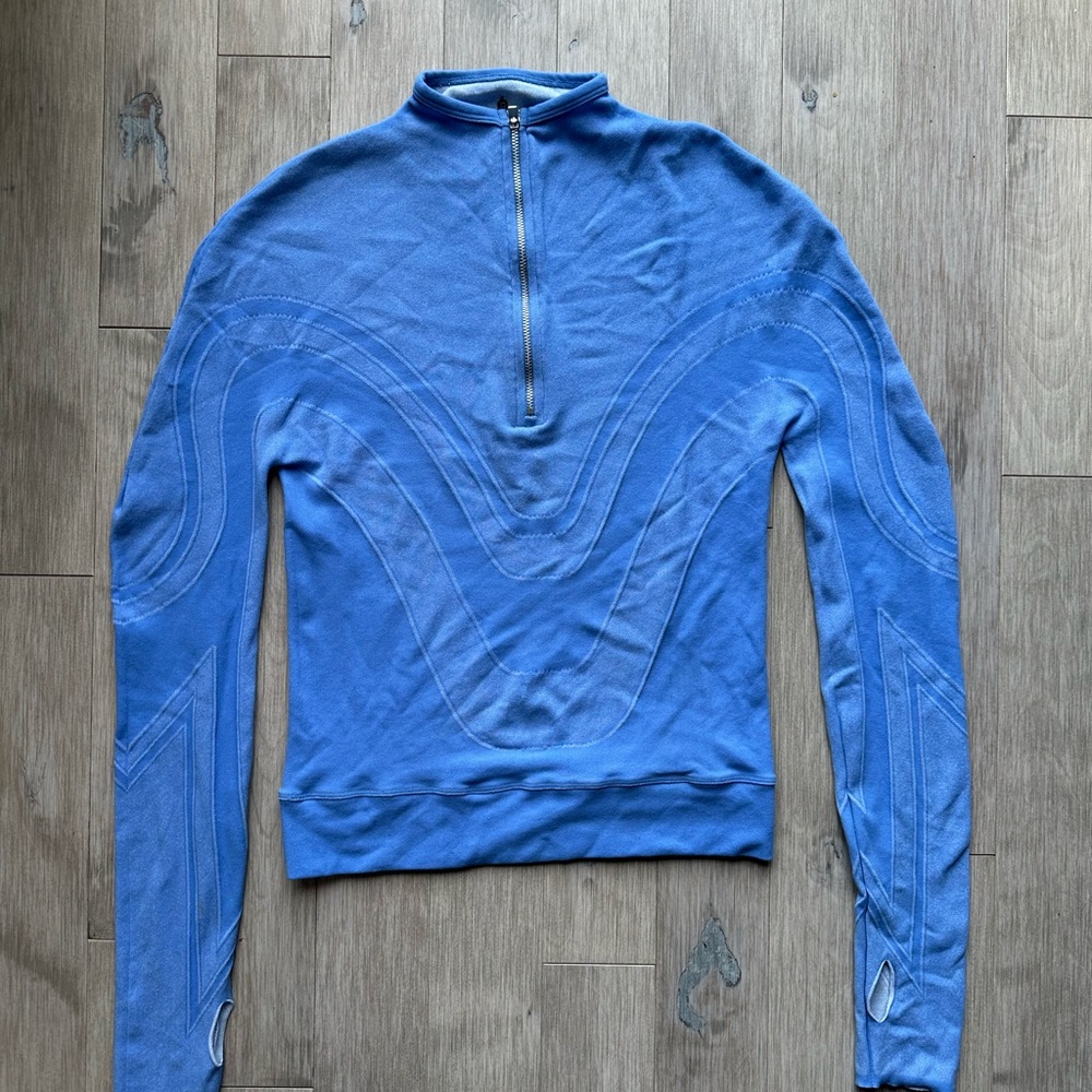 Free People Half Zip Pullover‎ Blue Long Sleeve Top Activewear Large